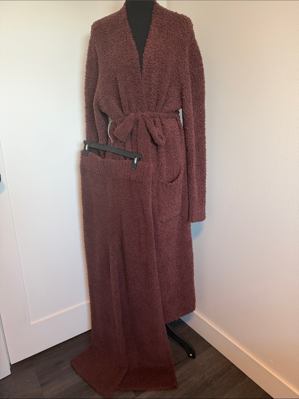 Skims Matching Cozy Women's Long Robe/Pants in Deep Mauve